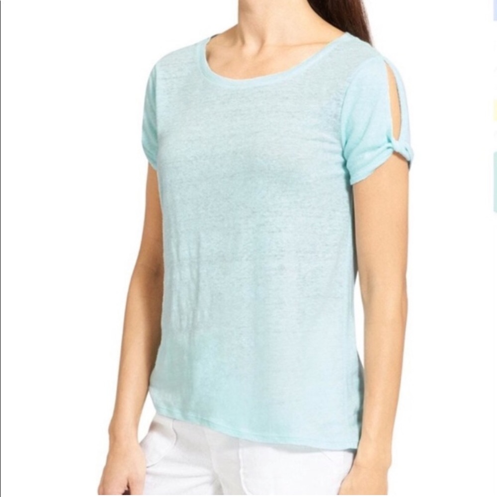 ATHLETA Zephyr linen cold shoulder t-shirt